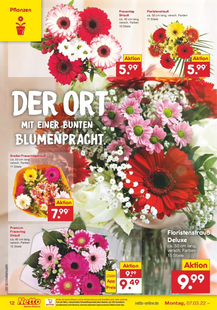 Aktueller Prospekt Netto Marken-Discount - Filial-Angebote - von 07.03 bis 12.03.2022 - strona 12 - produkty: blume, blumen, eis, ndk, pflanze, pflanzen, reis, Ti, versandkostenfrei