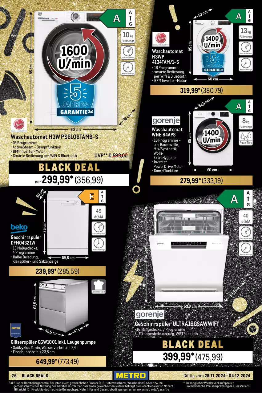 Aktueller Prospekt Metro - Food-Nonfood - von 28.11 bis 04.12.2024 - strona 26 - produkty: auer, auto, Bau, baumwolle, beleuchtung, Bona, decke, edelstahl, eis, elle, geschirr, geschirrspüler, Gläser, klarspüler, küche, Küchen, Küchenhelfer, lack, latte, messer, Metro, mikrowelle, office, Pinzette, Rauch, reis, saft, salz, Schal, Schale, Schere, spülmaschinen, teller, thermometer, Ti, trinkglas, wasser, wolle