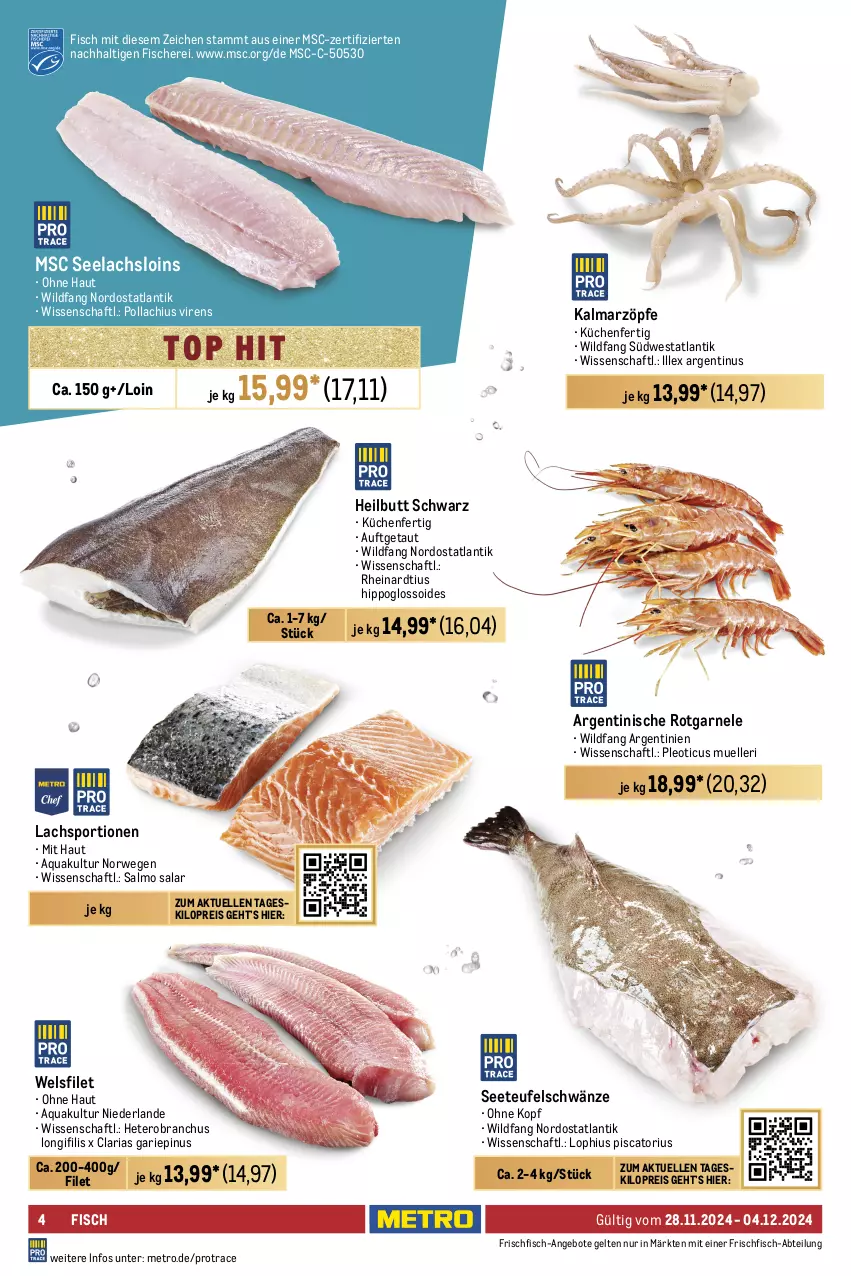 Aktueller Prospekt Metro - Food-Nonfood - von 28.11 bis 04.12.2024 - strona 4 - produkty: Abtei, angebot, angebote, aqua, beutel, eis, elle, feinkost, filegro, filet, fisch, fische, Fischer, Fischfeinkost, fischstäbchen, frischfisch, garnelen, hipp, iglo, küche, Küchen, lachs, lack, Metro, Nordsee, Räucherlachs, reis, Ria, rwe, Schal, Schale, Schere, schott, Sport, südwest, thunfisch, Ti, tisch, Wels, Wild