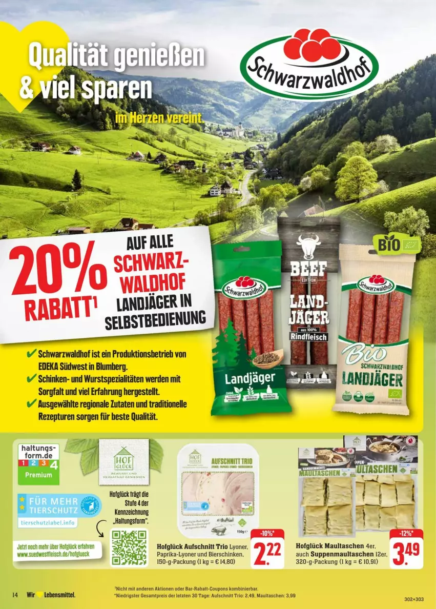 Aktueller Prospekt Edeka - Prospekte - von 17.08 bis 24.08.2024 - strona 16 - produkty: aufschnitt, bier, bierschinken, deka, eis, elle, erde, fleisch, landjäger, lebensmittel, lyoner, maultaschen, paprika, reis, rezept, schinken, Spezi, südwest, suppe, suppen, Tasche, taschen, tee, Ti, wurst, Yo, ZTE