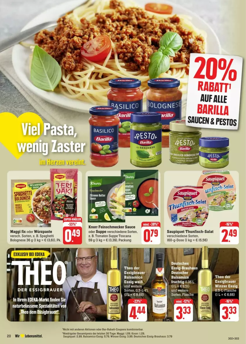 Aktueller Prospekt Edeka - Prospekte - von 17.08 bis 24.08.2024 - strona 22 - produkty: auer, balsam, balsamico, Balsamico Essig, bolognese, coupon, coupons, deka, eis, ente, essig, feinschmecker, fisch, flasche, knorr, lebensmittel, maggi, maggi fix, natur, rabatt-coupon, reis, salat, sauce, saupiquet, spaghetti, Spezi, suppe, thunfisch, Ti, tomate, tomaten, ZTE