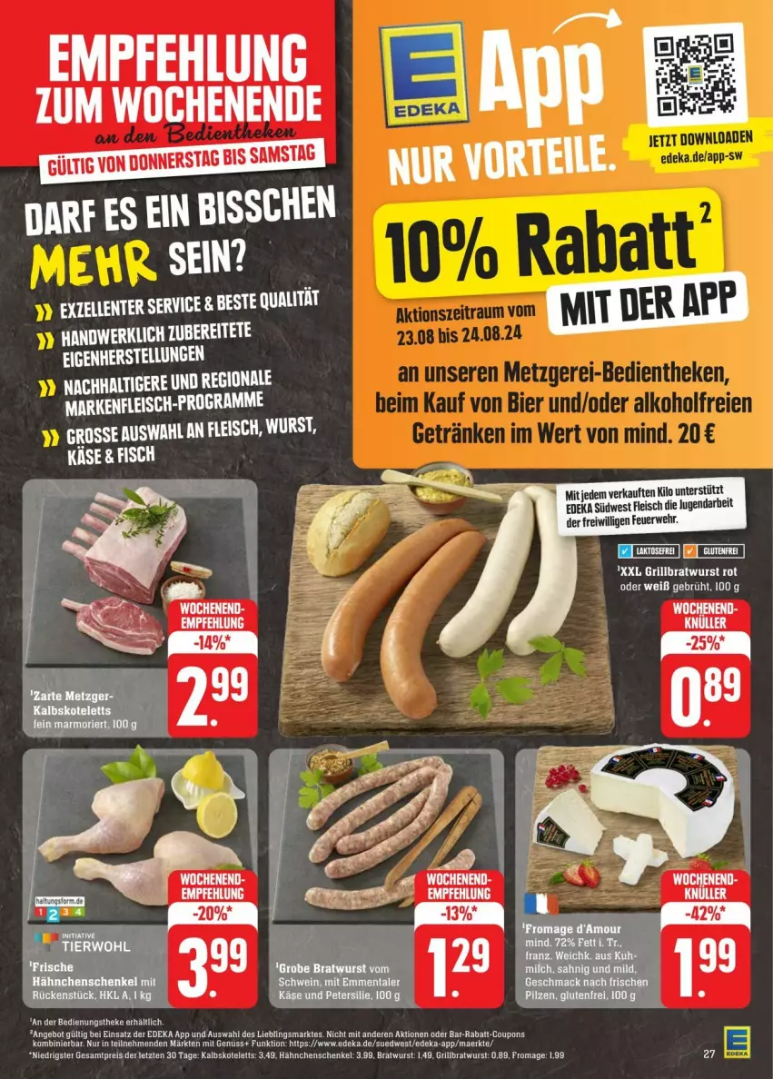 Aktueller Prospekt Edeka - Prospekte - von 17.08 bis 24.08.2024 - strona 29 - produkty: alkohol, bratwurst, deka, eier, eis, elle, ente, fleisch, grill, grillbratwurst, rwe, südwest, Ti, wurst