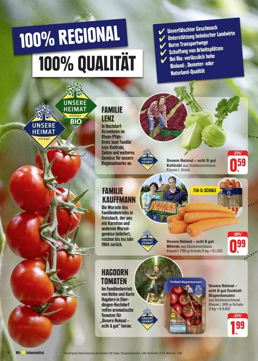 Aktueller Prospekt Edeka - Prospekte - von 17.08 bis 24.08.2024 - strona 4 - produkty: Bau, eis, karotten, kohlrabi, mac, möhren, reifen, reis, salat, salate, Schal, Schale, Ti, tomate, tomaten