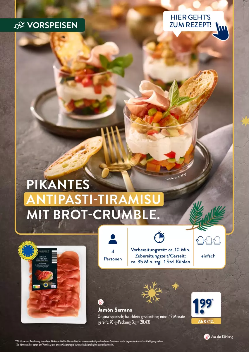 Aktueller Prospekt Aldi Nord - Weihnachten: Gourmet 2023 - von 05.11 bis 30.11.2023 - strona 4 - produkty: antipasti, asti, brot, eis, gin, jamón serrano, rezept, rum, schnitten, serrano, Ti, tiramisu, vorspeise, ZTE