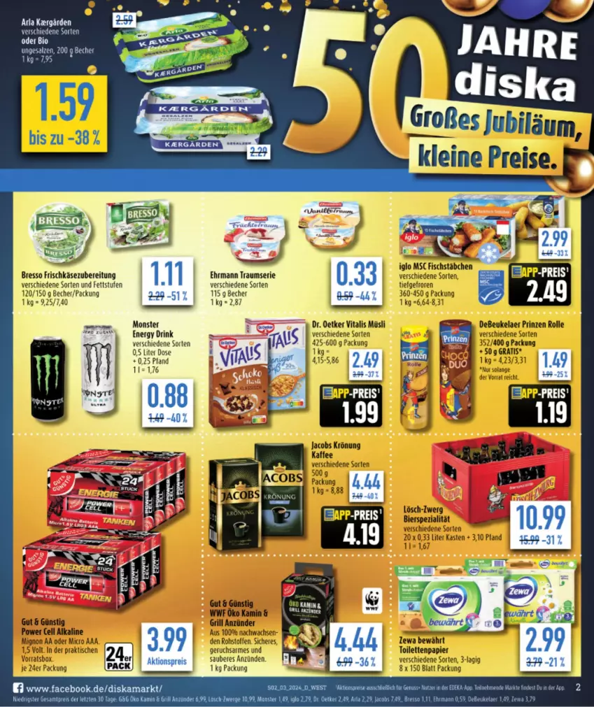 Aktueller Prospekt Diska - Prospekte - von 15.01 bis 20.01.2024 - strona 2 - produkty: arla, Becher, drink, ehrmann, eis, energy drink, Germ, HP, reis, salz, Ti, ZTE