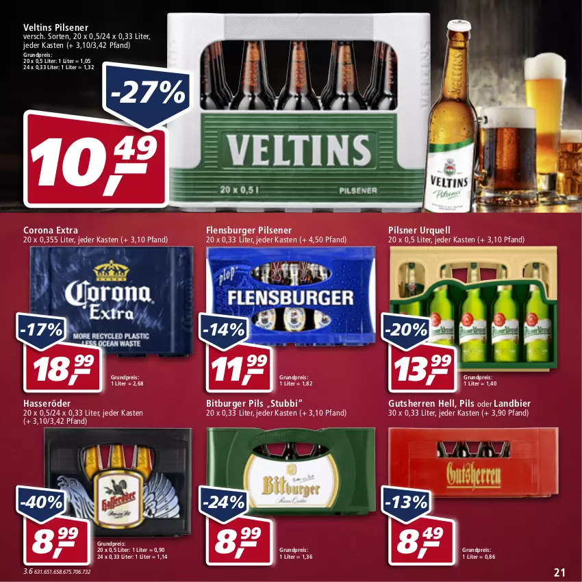 Aktueller Prospekt Real - von 28.03 bis 02.04.2022 - strona 21 - produkty: bier, bitburger, bitburger pils, burger, corona, corona extra, eis, flensburger, hasseröder, pils, pilsener, pilsner, pilsner urquell, reis, Ti, veltins, veltins pilsener