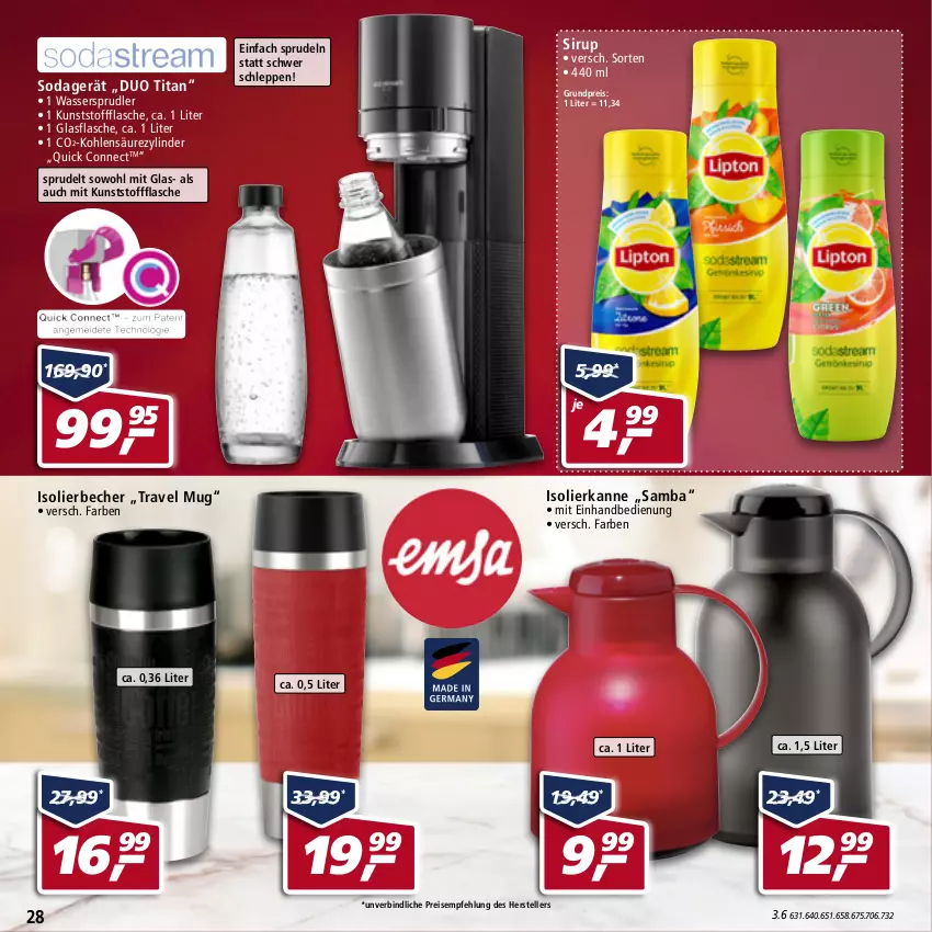 Aktueller Prospekt Real - von 28.03 bis 02.04.2022 - strona 28 - produkty: Becher, eis, elle, flasche, glasflasche, isolierbecher, isolierkanne, reis, sirup, Soda, Sprudel, teller, Ti, travel mug, wasser, wassersprudler