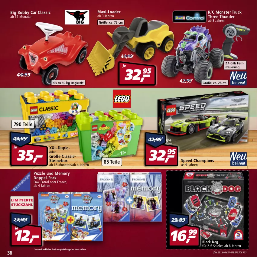 Aktueller Prospekt Real - von 28.03 bis 02.04.2022 - strona 36 - produkty: champion, duplo, eis, elle, kraft, lack, monster, Monster Truck, Paw Patrol, Puzzle, reis, spee, Spiele, teller