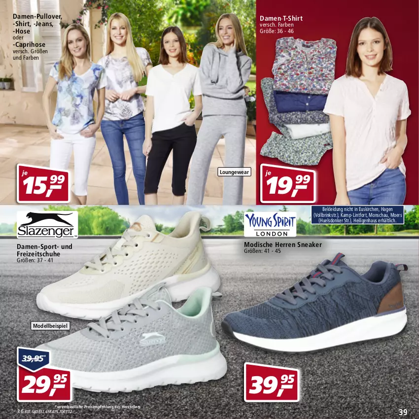 Aktueller Prospekt Real - von 28.03 bis 02.04.2022 - strona 39 - produkty: Cap, caprihose, dell, eis, elle, Freizeitschuhe, hose, jeans, kleid, Kleidung, Mode, Pullover, reis, schuhe, shirt, sneaker, Sport, T-Shirt, teller