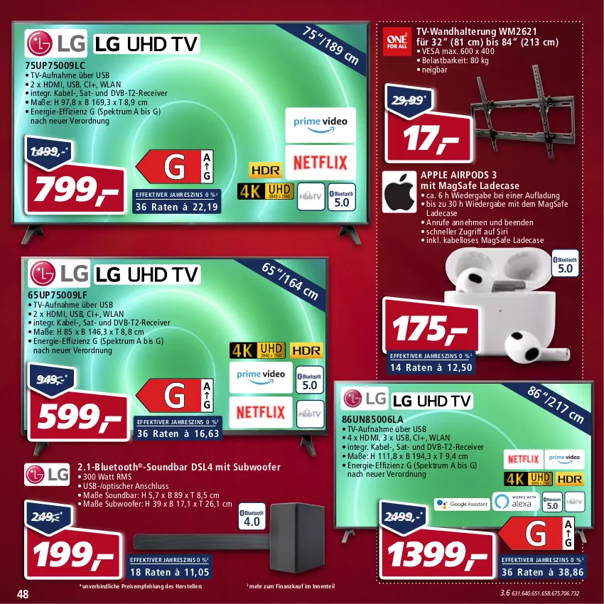 Aktueller Prospekt Real - von 28.03 bis 02.04.2022 - strona 48 - produkty: Apple, Apple AirPods, dvb, DVB-T, eis, elle, ente, HDMI, Pods, Receiver, reis, rum, soundbar, Spektrum, Subwoofer, teller, Ti, tisch, usb, wandhalterung