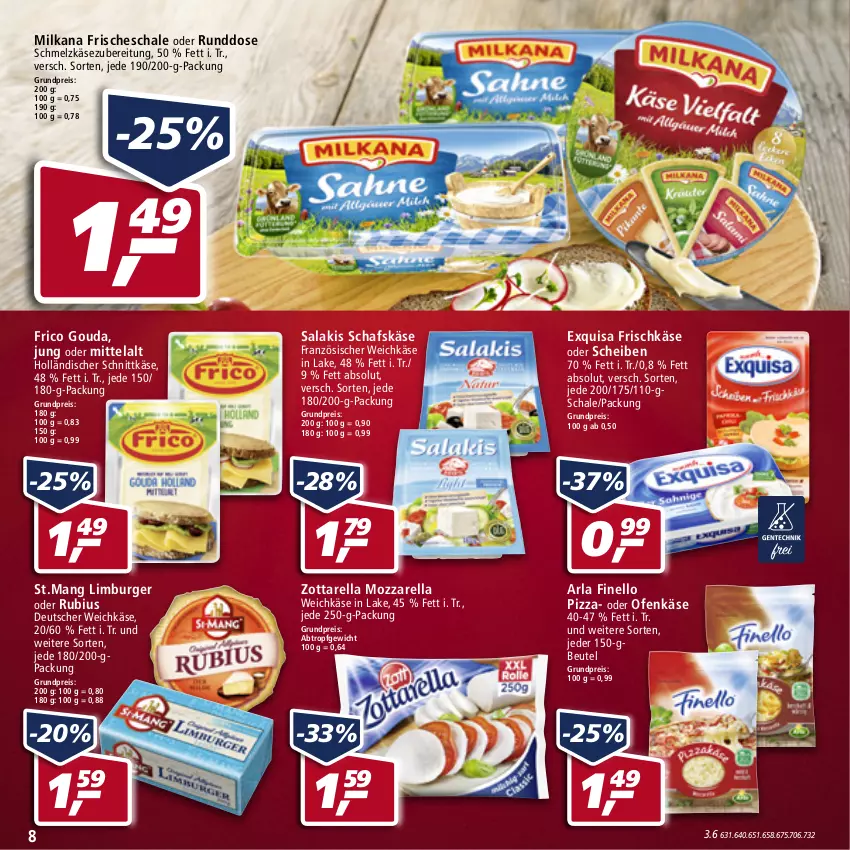 Aktueller Prospekt Real - von 28.03 bis 02.04.2022 - strona 8 - produkty: arla, beutel, burger, deutscher weichkäse, eis, exquisa, exquisa frischkäse, finello, französischer weichkäse, frico, frischkäse, gouda, holländischer schnittkäse, Käse, Limburger, milka, milkana, mozzarella, Ofen, Ofenkäse, pizza, reis, rel, Rubius, salakis, schafskäse, Schal, Schale, Schmelzkäse, schmelzkäsezubereitung, schnittkäse, weichkäse, zott, zottarella