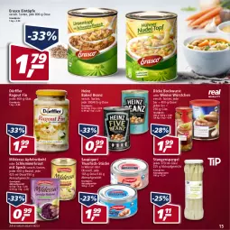 Gazetka promocyjna Real - Gazetka - ważna od 02.04 do 02.04.2022 - strona 15 - produkty: apfel, beanz, beutel, bockwurst, eintöpfe, eis, erasco, fisch, heinz, Kraut, olive, oliven, olivenöl, Ragout, reis, rotkohl, saupiquet, spargel, Speck, stangenspargel, thunfisch, wasser, wiener, wiener würstchen, wurst, würstchen