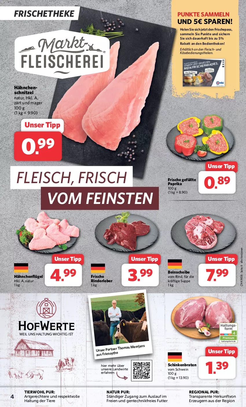 Aktueller Prospekt Combi - Prospekte - von 19.02 bis 24.02.2024 - strona 4 - produkty: antipasti, asti, auer, braten, dressing, eis, ente, essig, fleisch, Fleischerei, gewürz, grill, hähnchenflügel, Käse, mac, natur, nudel, nudeln, paprika, pasta, pinienkerne, pute, rind, rinder, Rinderleber, saft, salat, Schal, Schale, Schere, schinken, schinkenbraten, schnitten, schnitzel, schwein, schweine, schweinefleisch, sofortrabatt, steak, steaks, suppe, Ti, Tiere, weichkäse, wein, weine