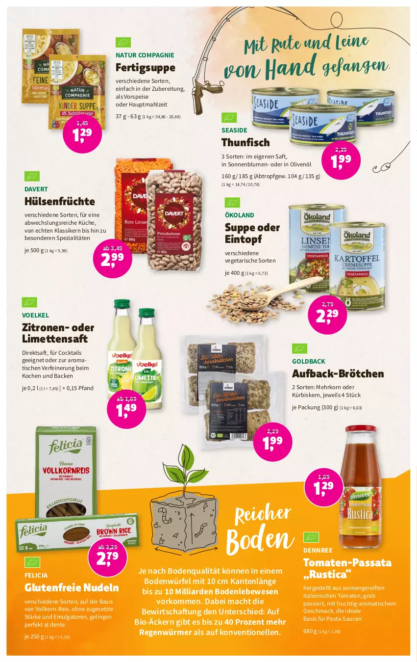 Aktueller Prospekt Denns Biomarkt - Prospekte - von 12.04 bis 25.04.2023 - strona 8 - produkty: bio, blume, blumen, brötchen, cocktail, cocktails, dennree, direktsaft, eintopf, eis, elle, ente, fisch, frucht, früchte, hülsenfrüchte, in olivenöl, korn, küche, Kürbis, leine, LG, limette, limetten, mac, Mett, metten, mit frucht, natur, nudel, nudeln, olive, oliven, olivenöl, pasta, pasta-sauce, reis, saft, sauce, saucen, senf, sonnenblume, sonnenblumen, Spezi, suppe, thunfisch, Ti, tisch, tomate, tomaten, topf, Vegeta, vorspeise, würfel, zitrone, zitronen, ZTE