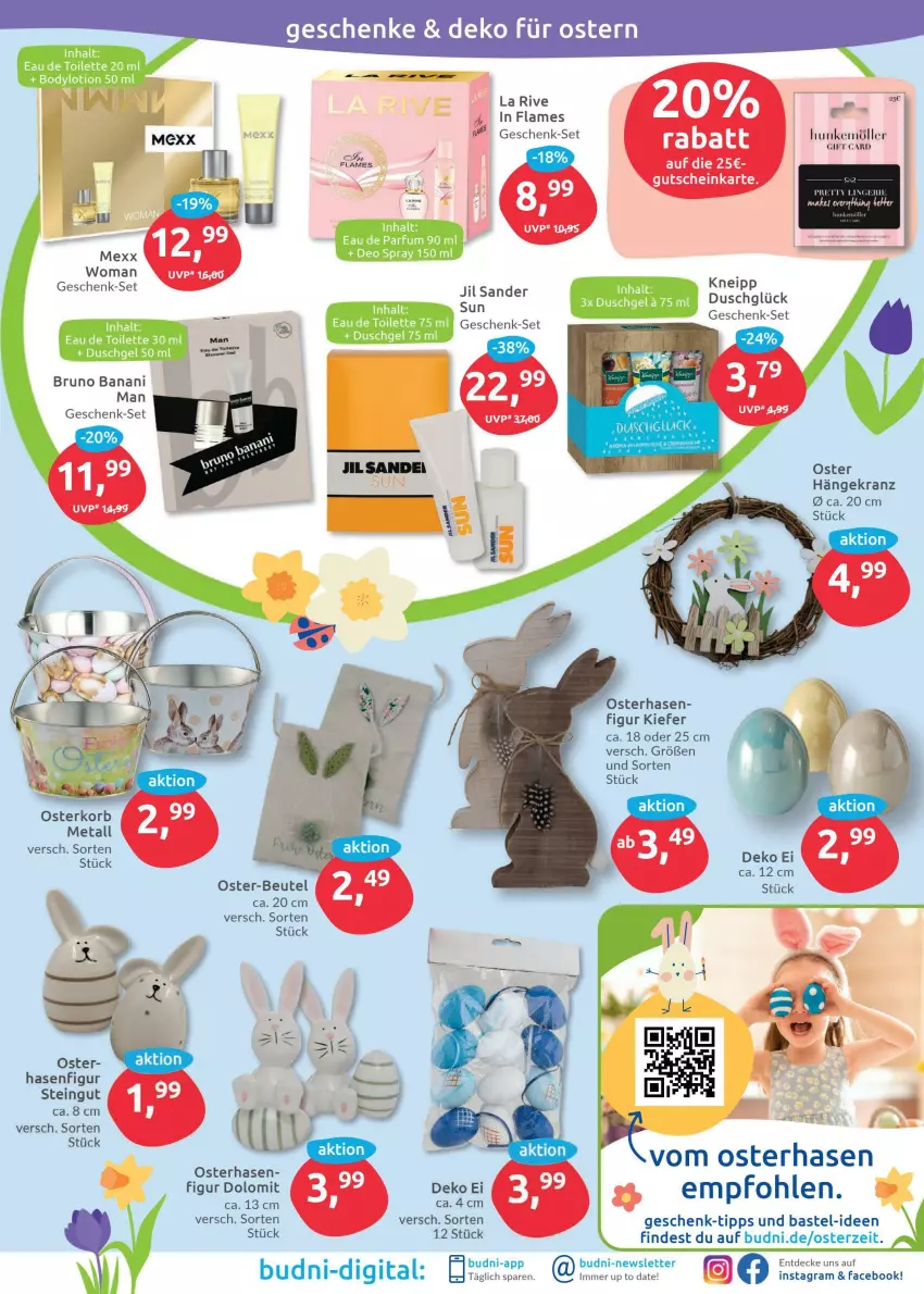 Aktueller Prospekt Budni - Prospekte - von 28.03 bis 02.04.2022 - strona 7 - produkty: beutel, body, bodylotion, bruno banani, decke, deo, deo spray, duschgel, Eau de parfum, eau de toilette, eau de toilette 30 ml, kneipp, korb, Kranz, Lotion, Mexx, parfum, senf, Ti