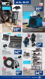 Gazetka promocyjna Aldi Nord - ALDI Vorschau - Gazetka - ważna od 08.07 do 08.07.2023 - strona 17 - produkty: akku, Arbeitsleuchte, aust, Bank, Bau, Eckregal, Elektro, elle, enders, ferrex, gin, handschuhe, kraft, ladegerät, Leuchte, LG, Radio, regal, Ria, rwe, schrauben, schuhe, schwerlastregal, smartphone, smartphones, steckdose, steckregal, Steckschlüsselsatz, Ti, tisch, wasser, weck, ZTE
