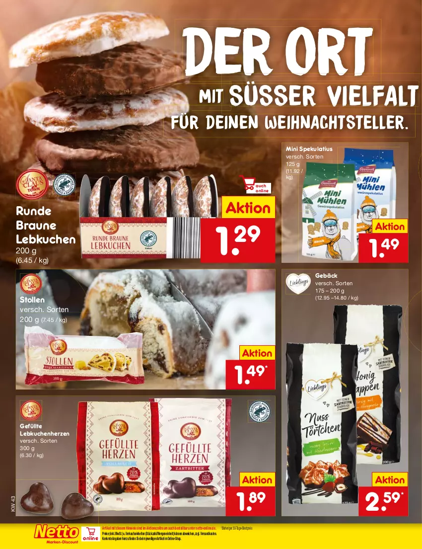 Aktueller Prospekt Netto Marken-Discount - Filial-Angebote - von 23.10 bis 28.10.2023 - strona 20 - produkty: bestpreis, braun, eis, elle, kuchen, Lebkuchen, ndk, reis, Stollen, teller, Ti