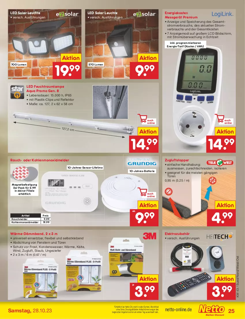 Aktueller Prospekt Netto Marken-Discount - Filial-Angebote - von 23.10 bis 28.10.2023 - strona 27 - produkty: angebot, aqua, asti, auer, batterie, eis, Elektro, elle, fenster, Lampe, Leuchte, Rauch, reis, Ti, topper, wasser, ZTE, Zugluftstopper