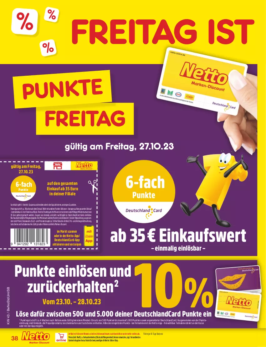 Aktueller Prospekt Netto Marken-Discount - Filial-Angebote - von 23.10 bis 28.10.2023 - strona 42 - produkty: bestpreis, buch, coupon, deutschlandcard, discount, eduscho, eis, erde, guthabenkarte, gutschein, gutscheine, mac, marken-discount, milch, ndk, Rauch, reis, Tchibo, tee, Ti