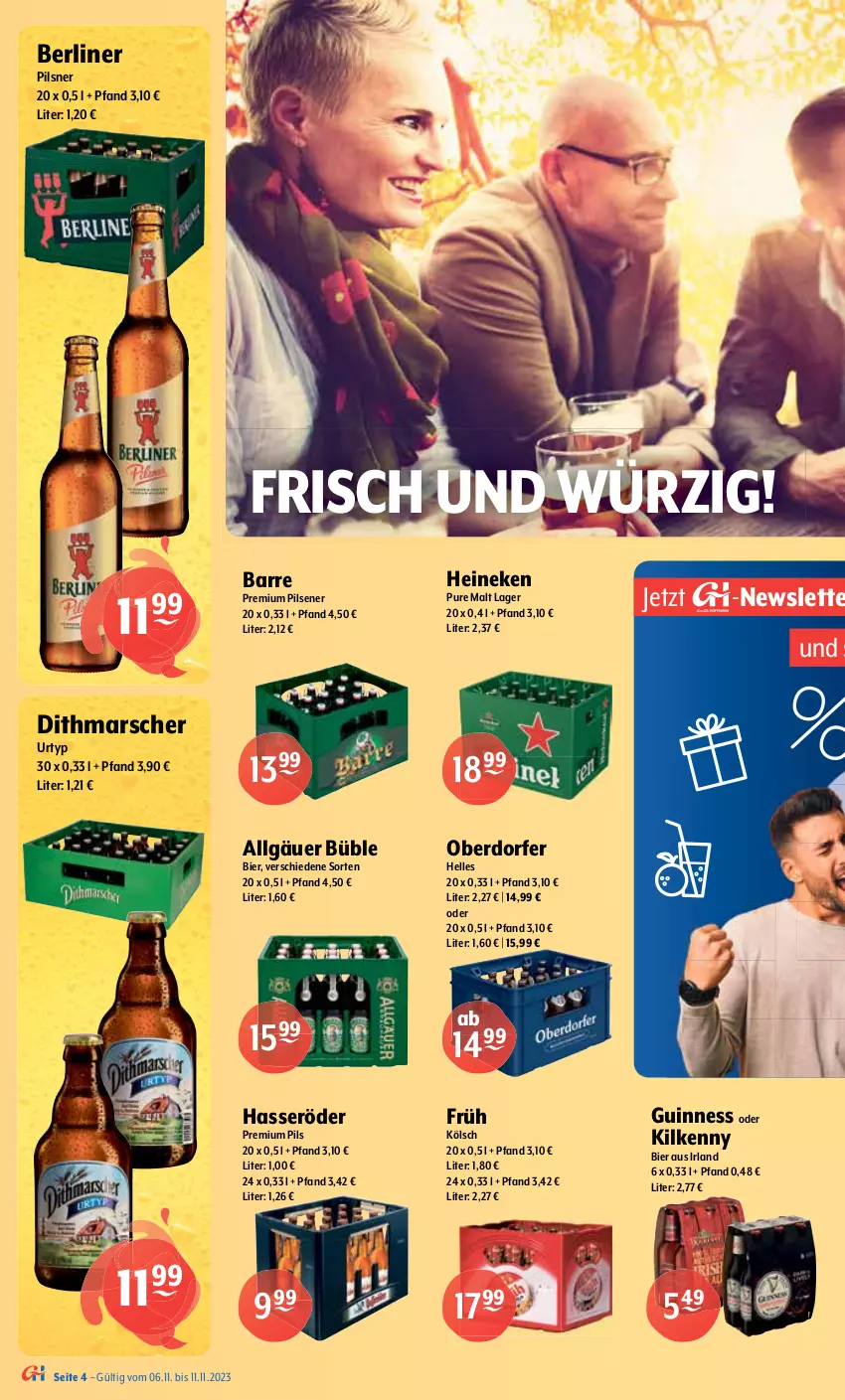 Aktueller Prospekt Getraenke Hoffmann - Prospekte - von 06.11 bis 11.11.2023 - strona 4 - produkty: berliner, bier, corona, corona extra, elle, Engel, Früh Kölsch, gin, Guinness, hasseröder, heineken, kellerbier, Kilkenny, LG, mars, natur, Paula, paulaner, pils, pilsener, pilsner, premium pils, Ti, Tiere, urtyp