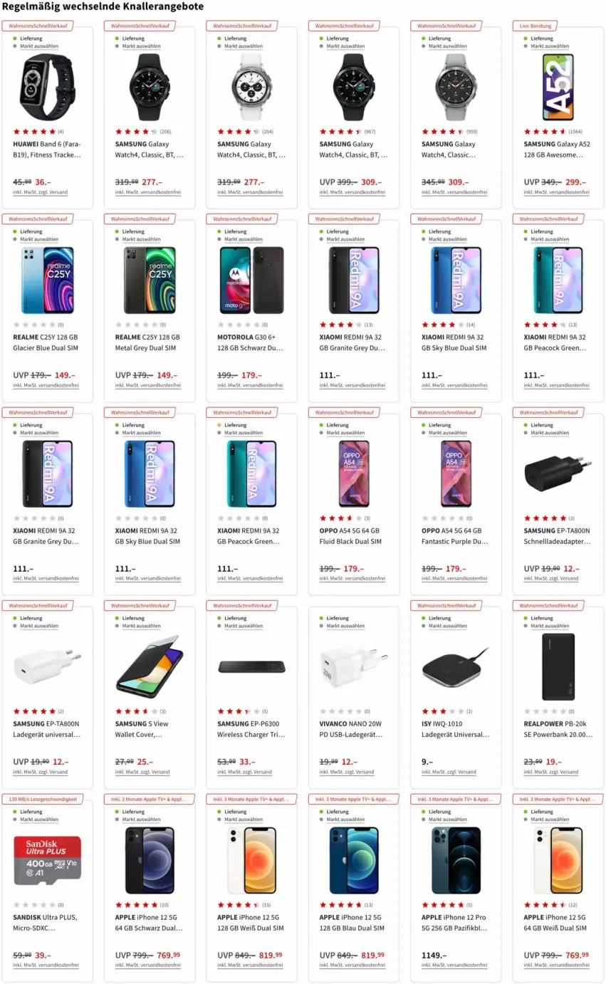 Aktueller Prospekt Media Markt - Prospekte - von 25.01 bis 02.02.2022 - strona 5 - produkty: adapter, angebot, angebote, Apple, apple iphone, asti, Bank, Dual SIM, fanta, huawei, iphone, IPhone 12, IPhone 12 Pro, lack, ladegerät, motorola, mumm, ndk, Oppo, powerbank, rel, Samsung, samsung galaxy, Samsung Galaxy A, Samsung Galaxy S, sandisk, sim, Ti, usb, versandkostenfrei