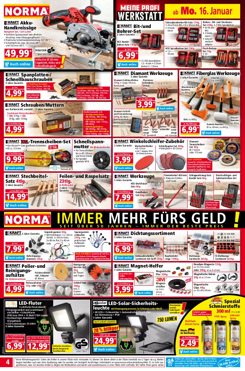 Aktueller Prospekt Norma - Norma - von 16.01 bis 23.01.2023 - strona 4 - produkty: adapter, akku, auer, aufbewahrungsbox, auto, Bau, Bebe, beutel, Bewegungssensor, Bohrer-Set, Bohrerset, bürste, bürsten, eimer, eis, elle, gin, gsw, Handhobel, Handkreissäge, Holz, ladegerät, lamm, latte, Laufen, LED-Fluter, leds, Leuchte, LG, Magnets, ndk, nuss, papier, reifen, Reinigung, reinigungsbürste, reis, reiss, ring, säge, Schal, schlauch, Schleifpapier, schnellladegerät, schrauben, Schraubendreher, Spezi, Tasche, teller, Ti, tisch, topf, werkzeug, werkzeuge, Winkelschleifer