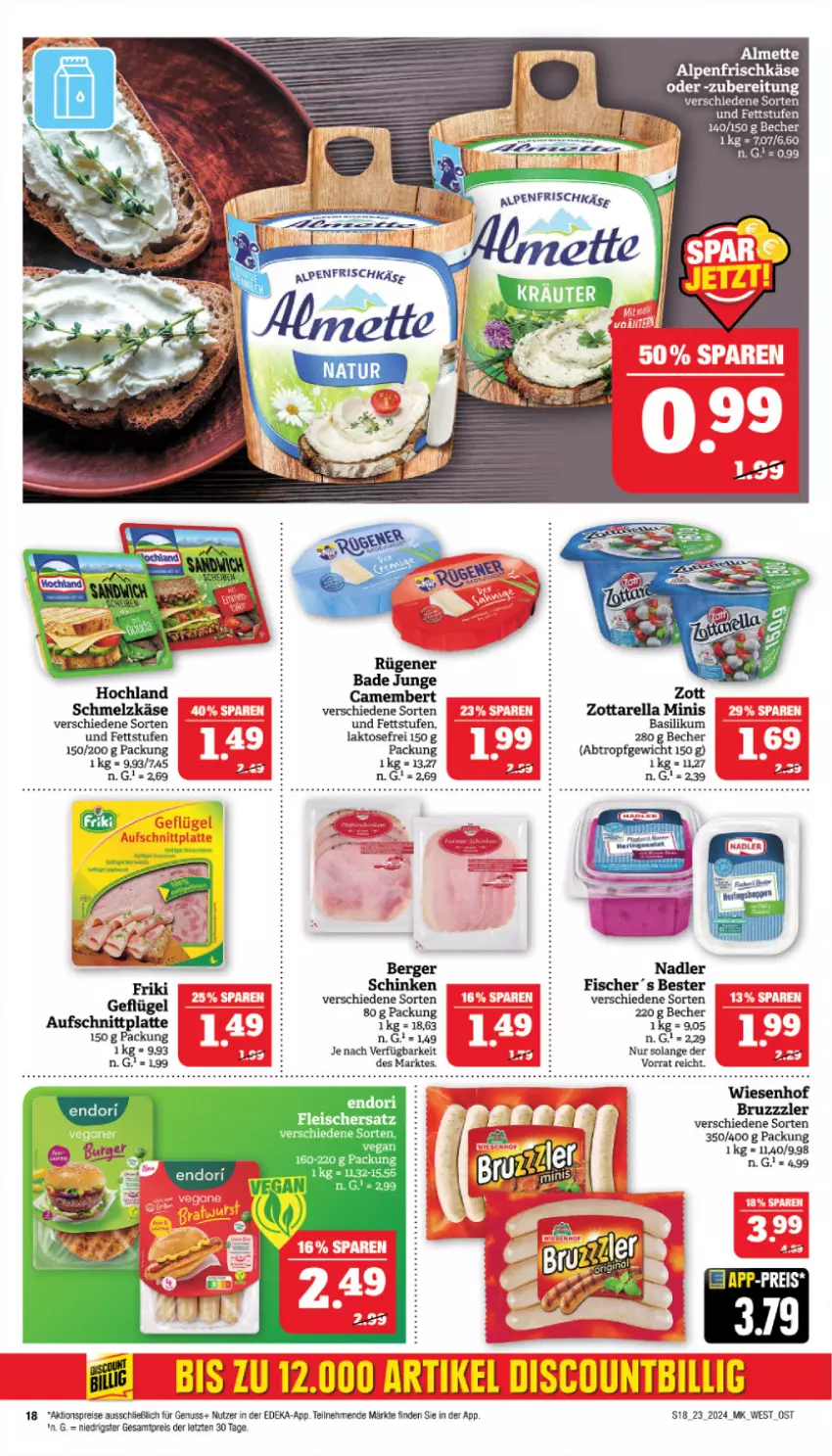 Aktueller Prospekt Marktkauf - Prospekt - von 02.06 bis 08.06.2024 - strona 18 - produkty: aktionspreis, aufschnitt, Bad, Bade Junge, basilikum, Becher, bruzzzler, camembert, deka, discount, eis, fisch, fische, Fischer, fleisch, latte, nuss, reis, schinken, Ti, wiesenhof, ZTE