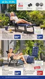 Gazetka promocyjna Aldi Nord - Aldi-Aktuell - Gazetka - ważna od 23.04 do 23.04.2022 - strona 24 - produkty: Bau, baumwolle, eis, ente, Garten, gartenmöbel, gin, Liege, möbel, reis, rel, relaxsessel, Ria, rückenlehne, sessel, Ti, wolle, ZTE