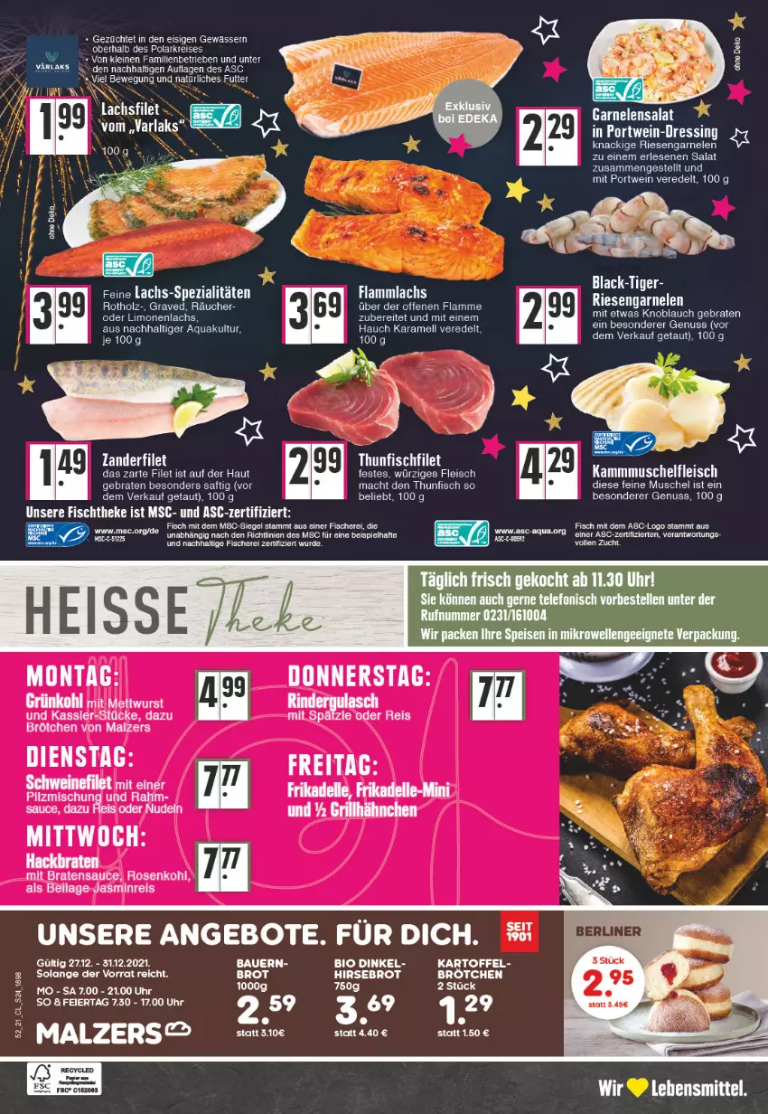 Aktueller Prospekt Edeka - Angebote der Woche - von 27.12.2021 bis 01.01.2022 - strona 24 - produkty: angebot, angebote, aqua, arla, auer, Bau, Bauer, bio, braten, brot, brötchen, deka, dressing, eier, eis, elle, filet, fisch, fische, Fischer, fleisch, garnelen, Holz, karamell, kartoffel, knoblauch, lachs, lack, lamm, lebensmittel, leine, LG, limo, limonen, mac, mikrowelle, nuss, Portwein, reis, riesengarnelen, saft, salat, Schere, telefon, thunfisch, Ti, uhr, wein, Zander