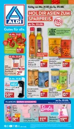 Gazetka promocyjna Aldi Nord - Von Montag - Gazetka - ważna od 05.08 do 05.08.2023 - strona 1 - produkty: aldi, angebot, angebote, Asia Green Garden, Barbie, bett, bettwäsche, beutel, eis, erdnuss, flasche, fleisch, garnitur, gin, hackfleisch, Kinder, küche, Mattel, Mode, nuss, Puppe, reis, rispentomaten, Schal, Schale, sesam, snack, Spezi, suppe, Ti, tisch, tomate, tomaten, ZTE