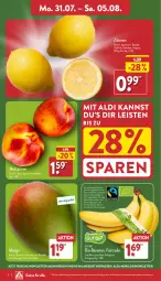 Gazetka promocyjna Aldi Nord - Von Montag - Gazetka - ważna od 05.08 do 05.08.2023 - strona 2 - produkty: aldi, angebot, auer, banane, bananen, Bau, Bauer, bio, bio-bananen, eis, mango, Nektar, nektarinen, reis, Schal, Schale, sim, simba, Ti, trolli, zitrone, zitronen, ZTE