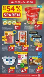 Gazetka promocyjna Aldi Nord - Von Montag - Gazetka - ważna od 05.08 do 05.08.2023 - strona 7 - produkty: Becher, eis, fertiggericht, filet, filets, fleisch, Fleischbällchen, frosta, hering, Herings, heringsfilets, iglo, lachs, lachsfilet, mac, mais, nadler, natur, reis, ring, saft, sahne, sauce, schinken, schlemmerfilet, schoko, schokolade, schokoladen, seelachsfilet, serrano, spaghetti, Ti, vanille, ZTE