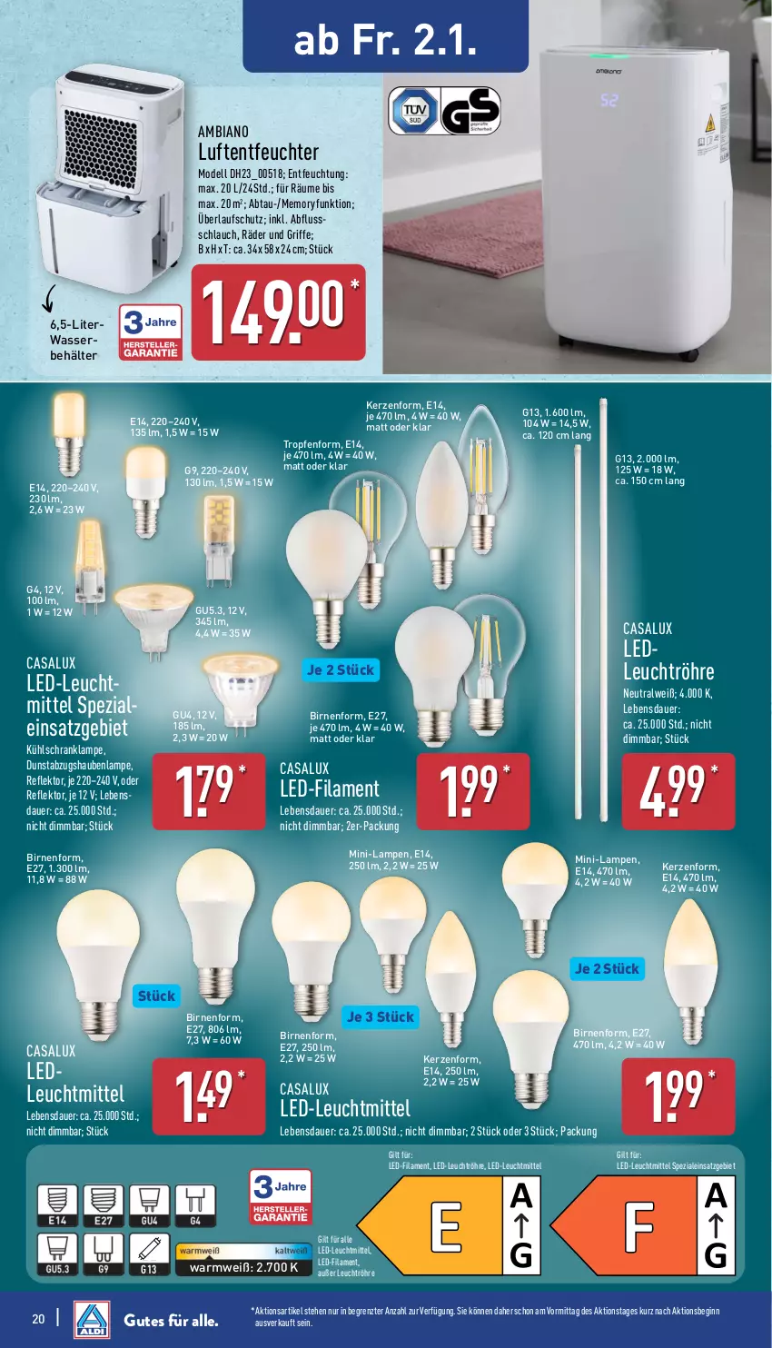 Aktueller Prospekt Aldi Nord - Von Montag - von 29.12.2025 bis 03.01.2026 - strona 20 - produkty: ambia, auer, Behälter, Birnen, dell, gin, kerze, kühlschrank, Lampe, leuchtmittel, Mode, schlauch, Schrank, Spezi, Ti, wasser, ZTE