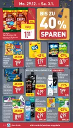 Gazetka promocyjna Aldi Nord - Von Montag - Gazetka - ważna od 03.01 do 03.01.2026 - strona 10 - produkty: aldi, angebot, angebote, ariel, axe, beutel, brownie, chips, cracker, deo, duschgel, eis, elle, flasche, frucht, fruchtgummi, geback, gin, HP, kartoffel, kartoffelchips, kuchen, lack, lenor, lorenz, mac, mit paprika, monster, mövenpick, Ofen, paprika, Pods, Pommels, pril, reis, rexona, salz, snack, snacks, Sun Snacks, swiffer, teller, Ti, trolli, trolli fruchtgummi, tuc, waschmittel, Waschpulver, zitrone