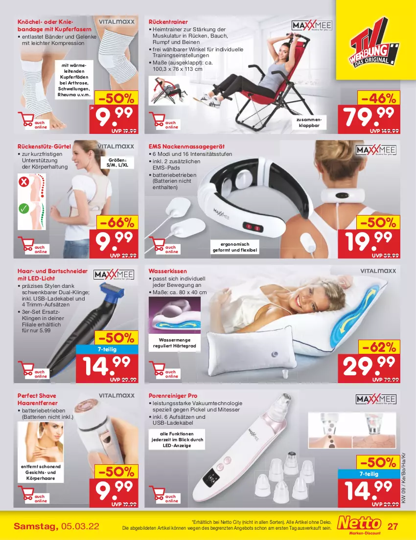 Aktueller Prospekt Netto Marken-Discount - Filial-Angebote - von 28.02 bis 05.03.2022 - strona 27 - produkty: angebot, bartschneider, batterie, batterien, Bau, deka, eis, elle, Heu, kissen, ladekabel, led-licht, Massagegerät, reiniger, rum, Spezi, Ti, usb, wasser, ZTE