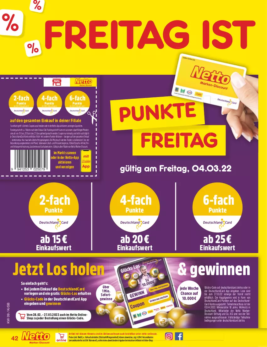 Aktueller Prospekt Netto Marken-Discount - Filial-Angebote - von 28.02 bis 05.03.2022 - strona 42 - produkty: buch, coupon, deutschlandcard, discount, eduscho, eis, erde, guthabenkarte, gutschein, gutscheine, mac, marken-discount, milch, ndk, Rauch, reis, Tchibo, Ti, versandkostenfrei