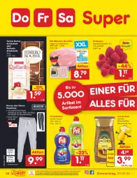 Gazetka promocyjna Netto Marken-Discount - Filial-Angebote - Gazetka - ważna od 05.03 do 05.03.2022 - strona 34 - produkty: asti, Bau, beere, beeren, bohne, bohnen, bohnenkaffee, brustfilet, dell, eis, ferrero, Ferrero Rocher, filet, hähnchen-brustfilet, himbeer, himbeere, himbeeren, hose, jacobs, Jacobs Gold, kaffee, löslicher bohnenkaffee, Mode, ndk, pril, raffaello, reis, Schal, Schale, schoko, schokolade, spülmittel, Sweathose, Ti, tisch, versandkostenfrei