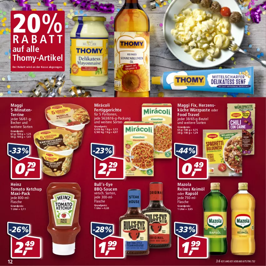 Aktueller Prospekt Real - Real Handzettel - von 27.12 bis 31.12.2021 - strona 12 - produkty: bbq-sauce, Becher, beutel, eis, ente, fertiggericht, fertiggerichte, flasche, heinz, keimöl, ketchup, küche, maggi, maggi fix, mazola, Mirácoli, rapsöl, reis, sauce, saucen, terrine, thomy, Ti, tomato ketchup