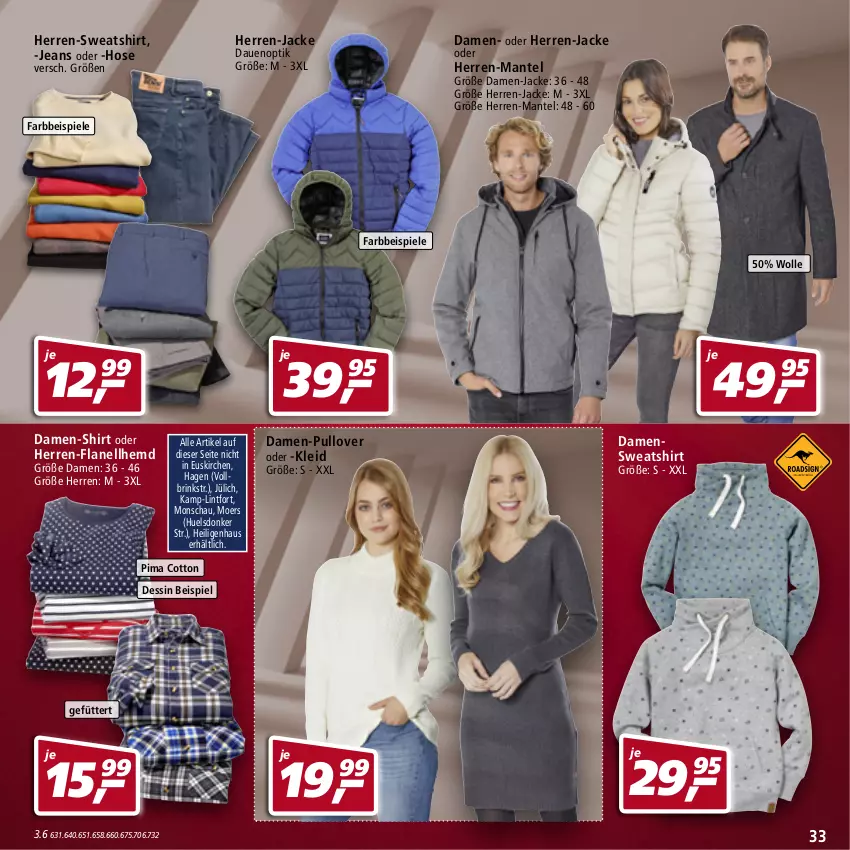 Aktueller Prospekt Real - Real Handzettel - von 27.12 bis 31.12.2021 - strona 33 - produkty: damen-shirt, eis, hemd, hose, Jacke, jeans, kleid, Mantel, Pullover, shirt, Spiele, Sweatshirt, Ti, wolle