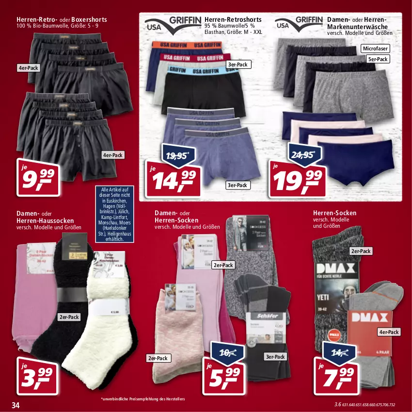 Aktueller Prospekt Real - Real Handzettel - von 27.12 bis 31.12.2021 - strona 34 - produkty: Bau, baumwolle, bio, bio-baumwolle, dell, eis, elle, Haussocken, herren-socken, Markenunterwäsche, Mode, reis, retroshorts, shorts, socken, teller, Ti, Unterwäsche, wolle