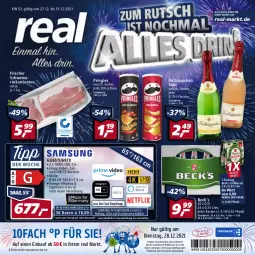 Gazetka promocyjna Real - Real Handzettel - Gazetka - ważna od 31.12 do 31.12.2021 - strona 1 - produkty: braten, coupon, dvb, DVB-T, eis, elle, flasche, HDMI, natur, payback, pringles, Receiver, reis, ring, rotkäppchen, Rückenbraten, rum, Samsung, Samsung TV, schwein, schweine, schweinerücken, sekt, Spektrum, teller, Ti, usb, wein, weine