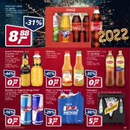 Gazetka promocyjna Real - Real Handzettel - Gazetka - ważna od 31.12 do 31.12.2021 - strona 17 - produkty: coca-cola, cola, drink, eis, energy drink, fanta, fanta oder, fanta oder sprite, flasche, granini, ice tea, lipton, lipton ice tea, nuss, oder sprite, pepsi, red bull, reis, schweppes, Schwip Schwap, sprite, Ti, valensina