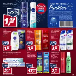 Gazetka promocyjna Real - Real Handzettel - Gazetka - ważna od 31.12 do 31.12.2021 - strona 23 - produkty: after shave, aufsteckbürsten, balsam, body, body milk, bürste, bürsten, coupon, coupons, creme, cross action, deo, duschgel, eis, erde, flasche, fructis, gin, haarspray, LG, Lotion, nachtpflege, nivea, oral-b, payback, precision clean, Q10, reis, schaumfestiger, sensodyne, shampoo, shampoo oder spülung, spülung, Taft, Ti, zahncreme
