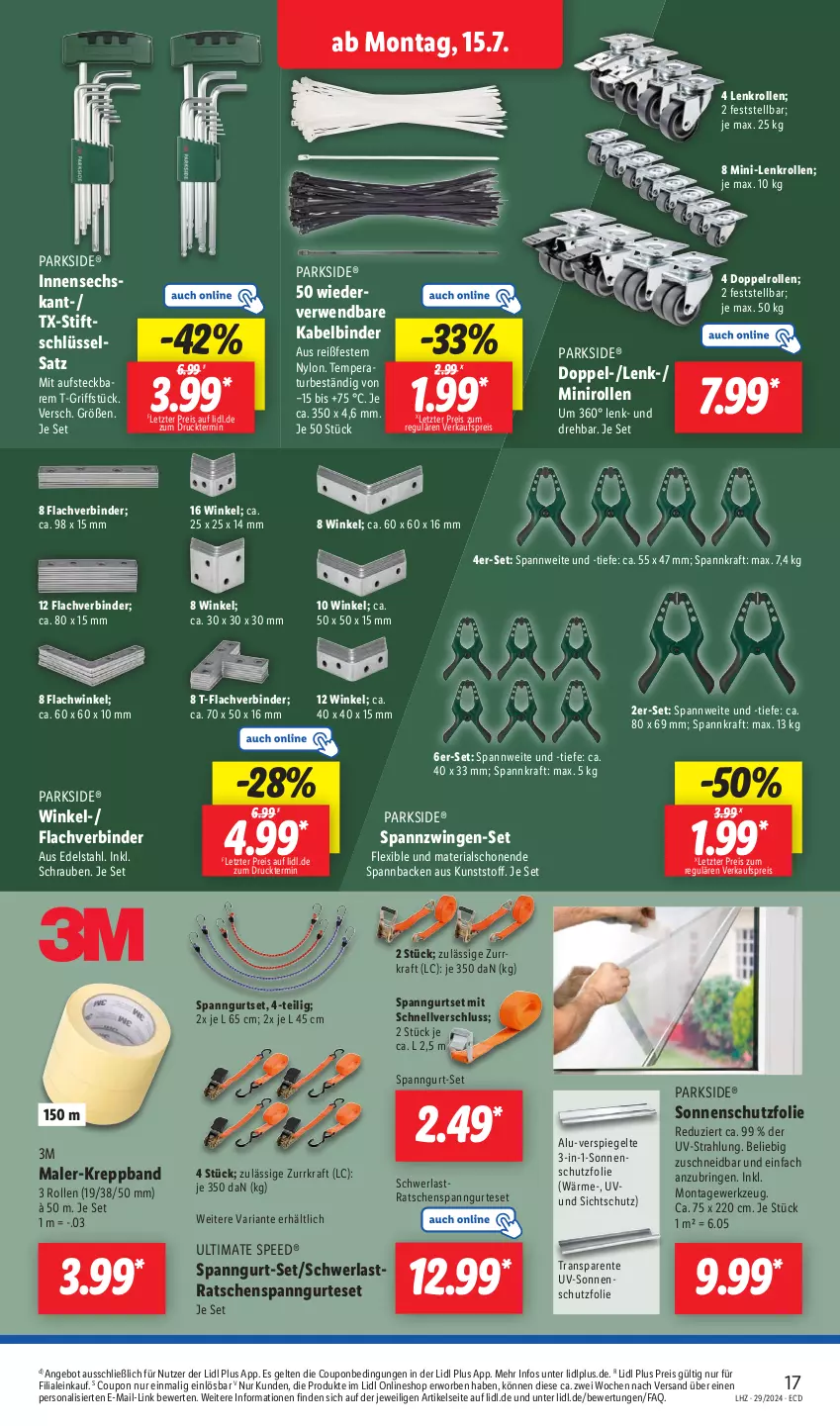 Aktueller Prospekt Lidl - Aktionsprospekt - von 15.07 bis 20.07.2024 - strona 21 - produkty: angebot, Astra, coupon, edelstahl, eis, ente, kraft, Parkside, Persona, reis, Ria, ring, rwe, schrauben, sonnenschutz, spee, spiegel, Ti, werkzeug, ZTE