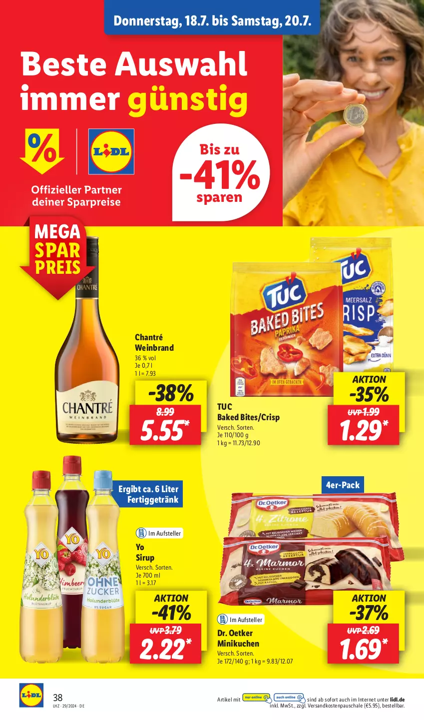 Aktueller Prospekt Lidl - Aktionsprospekt - von 15.07 bis 20.07.2024 - strona 44 - produkty: bites, chantré, Dr. Oetker, eis, elle, getränk, kuchen, ndk, reis, Schal, Schale, sirup, teller, Ti, tuc, wein, weinbrand, Yo