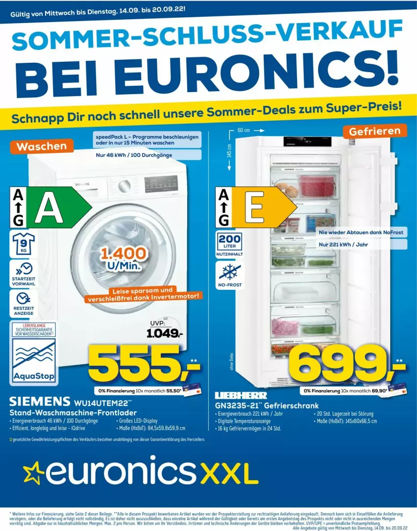 Aktueller Prospekt Euronics - Prospekte - von 14.09 bis 21.09.2022 - strona 1 - produkty: angebot, angebote, aqua, aquastop, eis, elle, ente, ilag, LG, Razer, reis, spee, teller, Ti, waschmaschine, wasser