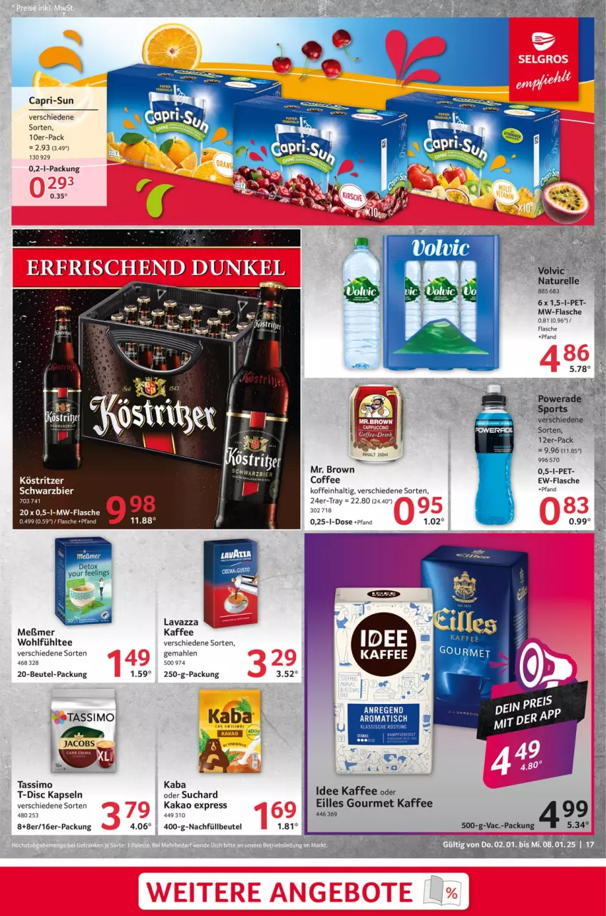 Aktueller Prospekt Selgros - Food - von 02.01 bis 08.01.2025 - strona 17 - produkty: beutel, bier, Cap, capri-sun, eier, eilles gourmet, erde, flasche, jacobs, kaffee, kakao, lavazza, mw-flasche, sim, tassimo, tee, Ti, tisch