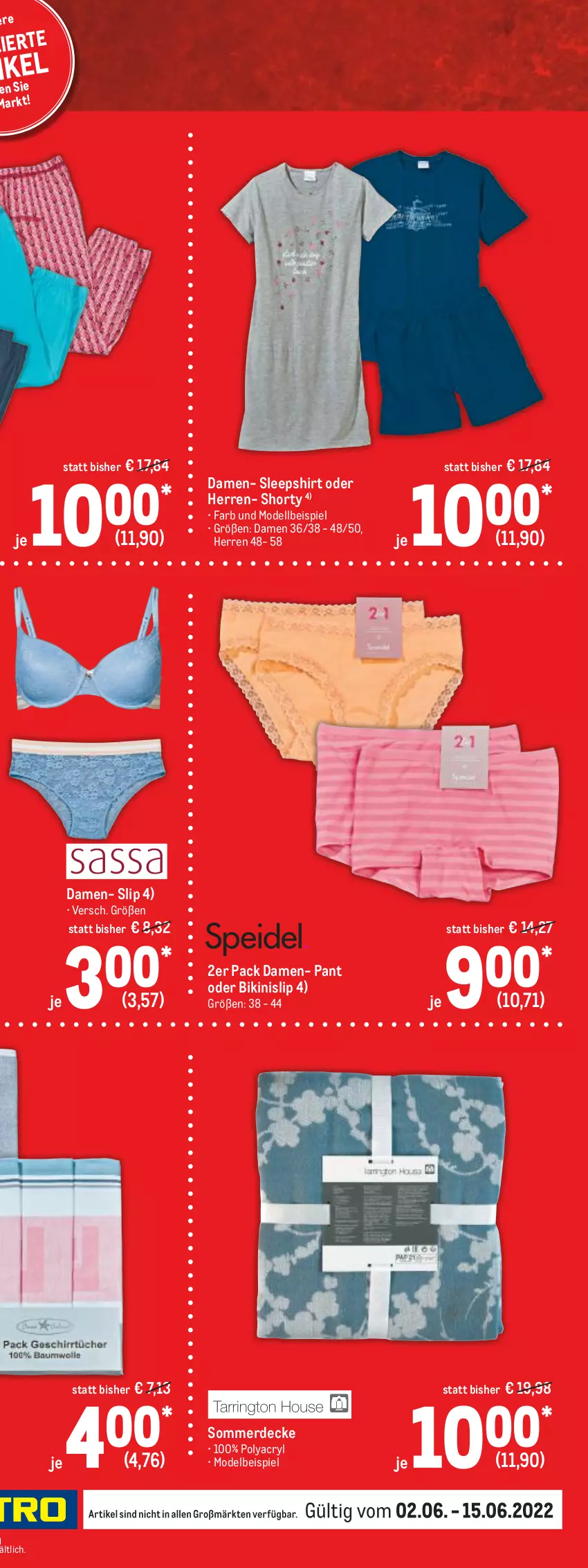 Aktueller Prospekt Metro - Sale Spezial - von 02.06 bis 15.06.2022 - strona 11 - produkty: auto, Bau, baumwolle, baumwollmischung, bett, bettwäsche, bikini, bügel, decke, dell, eis, erde, Fahrrad, geschirr, geschirrtücher, heimtextilien, hose, kleid, Kleidung, LG, Metro, Mode, reis, schuhe, seersucker, shirt, shorty, sleepshirt, slip, sneaker, sneakersocken, socken, Spiele, Sport, Ti, tisch, tücher, wolle