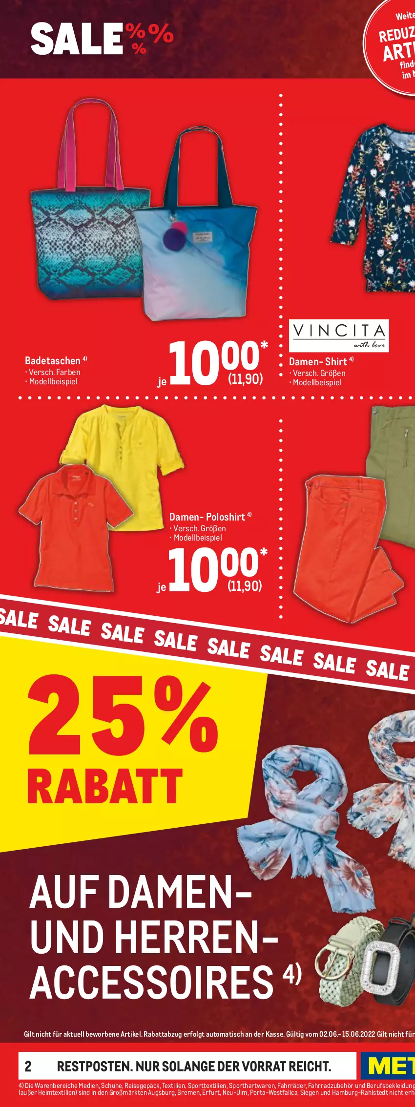 Aktueller Prospekt Metro - Sale Spezial - von 02.06 bis 15.06.2022 - strona 2 - produkty: ACC, accessoires, auto, Bad, bermuda, bermudas, bluse, dell, eis, Fahrrad, heimtextilien, hose, hosen, kleid, Kleidung, LG, Mode, poloshirt, reis, schuhe, shirt, Spiele, Sport, Tasche, taschen, Ti, tisch