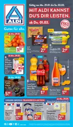 Gazetka promocyjna Aldi Nord - Von Montag - Gazetka - ważna od 03.02 do 03.02.2024 - strona 1 - produkty: aldi, arla, asti, baguette, baguettes, beutel, coca-cola, cocktail, cola, eis, elle, erfrischungsgetränk, fanta, filet, flasche, frucht, garnitur, getränk, gin, Kærgården, Käse, mars, Mezzo Mix, mit frucht, nuss, orange, orangen, Pyjama, salami, sprite, Sprizz, teller, tesa, Ti, wein, ZTE, zucker